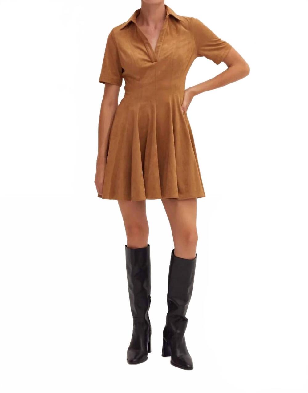 NEW CRESCENT kenya mini dress in brown